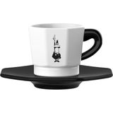 4'lü Espresso Fincan Seti - Sekizgen Tasarım - Siyah Beyaz Karma Renk - Porselen - Renkli