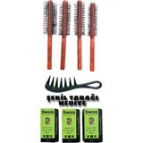 4lü Fırça Set & 3x Adet Saç Şekillendirici Pudra Wax No:1 20GR - Kahverengi