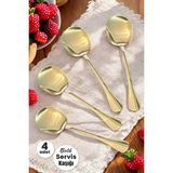 4'lü Gold Servis Kaşığı Paslanmaz Çelik Lüx Salata Börek Pasta Fırın Tavuk Patates Servis Kaşığı