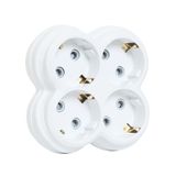 4lü Golyat Fiş, Dörtlü Topraklı Priz Çoklayıcı Fiş, 16A 250 Volt, Max 3600 Watt (Beyaz)