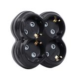 4lü Golyat Fiş, Dörtlü Topraklı Priz Çoklayıcı Fiş, Duvar Tipi, Kablosuz 16A 250 Volt, Max 3600 Watt (Siyah)
