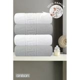 4'Lu Greek Gri-Beyaz El Havlusu - 50X90 Cm, 225 Gr, %100 Pamuk, Spa Ve Otel Havlusu