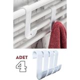 4'lü Havlupan ve Askı Seti, Duşakabin ve Petek Banyo Mutfak Askısı - Seçenek 1 - Ahşap Bej - Siyah