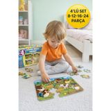 4’lü Hayvanlar Puzzle Seti 8-12-16-24 Parça Eğitici Çocuk Yapboz Oyuncak ERKL-231481