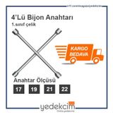 4'Lü Istavroz Bijon Anahtarı - Dolgu Çelik - %100 Yerli Üretim
