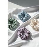 4'lü Kadın Saten Saç Lastik Toka Seti - Lüks İpek Görünümlü Bağlama Scrunchie Topuz Gece Tokası Set