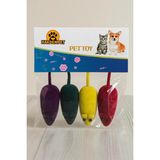 4’lü Kedi Eğitim Oyuncağı | Sesli Fare Seti | 4 Adet Peluş Oyuncak Fare - Çok Renkli