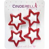 4'lü Kırmızı Renkli Yıldız Çıt Çıt Toka Seti 3.2 cm - Yıldızlı Çıtçıt Toka Çıtçıtlı Saç Tokası - Tek Ebat