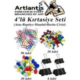 4'lü Kırtasiye Seti: Mandal, Raptiye, Ataç, Çivi, Kıskaç, Klips, Harita, Metal Paket - Antrasit - Seçenek 1