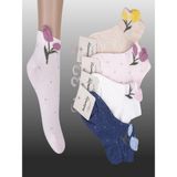 4'lü Kız Çocuk Çiçek Detaylı Patik Çorap - 3 - 4 Yaş - Çok Renkli