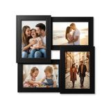 4'lü Kolaj Çerçeve Siyah 30x30 cm, 4x 10x15 cm | Duvar Montajlı, PVC Ön Yüzey, Dekoratif Tasarım, 4 Fotoğraf Kapasiteli, Hafif Yapı