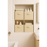 4’lü Krem Kumaş Dolap Içi Düzenleyici Kutu - 30X30X30 cm Katlanabilir Çok Amaçlı Saklama Kutusu - Diğer