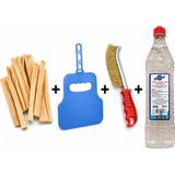 4'lü Mangal Seti (Fırça+Yelpaze+Jel+Çıra)