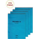 4'lü Manilla A5 Çizgili Mavi Bloknot 4X140 Sayfa