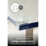 4'lü Masa Sehpa Dekoratif Köşe Koruyucu Bebek Çocuk Koruyucu Beyaz