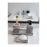 4'lü Mermer Desen Banyo Seti , Sıvı Sabunluk Diş Fırçalığı Beton Aksesuar Takım TR198013