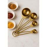 4'lü Metal Saplı Gold Touch Premium Ölçü Kaşık Seti Küçük Boy Baharat Kaşığı - Altın
