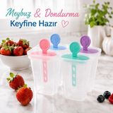 4'lü Meyve Buz Kalıbı Ev Tipi Dondurma Yapma Kalıbı Meybuz Kabı Plastik Dondurma Kalıbı Bpa'sız Tekrar Kullanılabilir Sariva Home