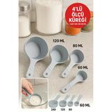 4’Lü Ölçü Küreği Seti 240-120-80-60 Ml | Un Şeker Baharat Ölçü Kaşığı | Mutfak Hamur Hazırlık
