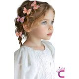 4'lü Özel Seri Tül Kanatlı Hareketli Taşlı Kelebek Toka Seti 5cm - Kız Çocuk Kelebekli Saç Tokası - Tek Ebat