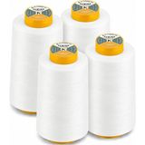 4'lü Paket Beyaz Çok Amaçlı Dikiş Ipliği Konileri (Her Biri 6000 Yard) Dikiş, Kapitone, Serger Makineleri, Overlok, Merrow ve El Nakışı Için Yüksek Gerilimli Polyester Iplik Makaraları - 0-Koyu Mavi