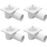 4'lü Paket Plastik Yer Sifonu 10X10 cm Kare Izgaralı – 50 mm Yandan Çıkışlı Abs Plastik Banyo Duş Balkon Tahliye Süzgeci - Çok Renkli
