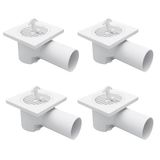 4’lü Paket Plastik Yer Sifonu 10x10 cm Kare Izgaralı – 50 mm Yandan Çıkışlı ABS Plastik Banyo Duş Balkon Tahliye Süzgeci