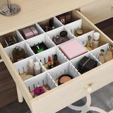 4'lü Plastik Ayarlanabilir Çekmece Düzenleyici Organizer - Iç Içe Geçmeli Kesilebilir - 8CMX43CM - Mutfak Iç Çamaşırı Çorap Sütyen Dolap Takı Makyaj (4) - Beyaz