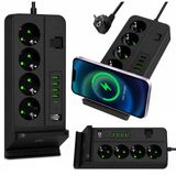 4'Lü Priz Çoklayıcı Kablosuz Şarjlı 4 Usb + Type-C 3000W 24 Saat Dijital Zamanlayıcılı 2 Metre Kablolu Akıllı Priz