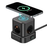4'lü Priz Küp Çoklayıcı 2 Usb 2 Type-c 5w Kablosuz Şarjlı 2 Metre Kablolu Akım Korumalı Priz 1 - 3 M