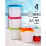 4'lü Renkli Mini Saklama Kabı, Derin Dondurucu Için 380ML Set - Açık Beyaz - Gri - Seçenek 1