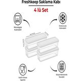 4'lü Saklama Kabı 1,3 Litre Derin Dondurucu Mikrodalga Uyumlu - Ekru