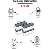 4'lü Saklama Kabı 1,3 Litre Derin Dondurucu Mikrodalga Uyumlu - Gri