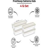 4'lü Saklama Kabı 1,3 Litre Derin Dondurucu Mikrodalga Uyumlu - Şampanya