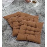 4’lü Sandalye Minderi – Bağcıklı, Çökme Yapmaz Sünger Dolgulu, Yıkanabilir – 40x40 cm (Kahve)