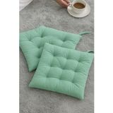 4’lü Sandalye Minderi – Bağcıklı, Çökme Yapmaz Sünger Dolgulu, Yıkanabilir – 40x40 cm (Mint Yeşil)