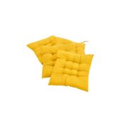 4’lü Sandalye Minderi – Bağcıklı, Çökme Yapmaz Sünger Dolgulu, Yıkanabilir – 40x40 cm (Sarı)