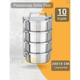 4’lü Sefer 20x10 Cm Tası Yemek Taşıma Kabı Paslanmaz Çelik No:5 Kapasite 10 Kişilik