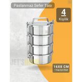 4’lü Sefer Tası 16x8 Cm Yemek Taşıma Kabı Paslanmaz Çelik No:3 Kapasite 4 Kişilik