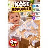 4'Lü Şeffaf Mobilya Köşe Koruyucu Seti – Çocuk Güvenlik Masa Ve Sehpa Aparatı