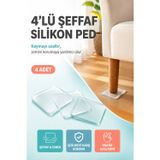 4'Lü Şeffaf Silikon Mobilya Ayağı Koruyucu Ped Kaydırmaz Koltuk Masa Sandalye Zemin Koruyucu Altlığı