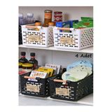 4'Lü Set (2 Siyah 2 Beyaz) Ahşap Renk Saplı Mutfak Banyo Düzenleyici Organizer Ekmek Sebze Sepeti