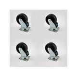 4'Lü Set 50 Mm Tablalı Dönerli Mobilya Tekerleği, Siyah