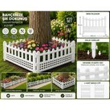4’lü Set Dekoratif Plastik Bahçe Çiti 60,5 x 55 cm Çiçeklik Sınırlandırma Çiti Bahçe Kenar Çiti Beyaz