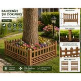 4’lü Set Dekoratif Plastik Bahçe Çiti 60,5 x 55 cm Çiçeklik Sınırlandırma Çiti Bahçe Kenar Çiti Kahverengi
