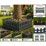 4'lü Set Dekoratif Plastik Bahçe Çiti 60,5 x 55 cm Çiçeklik Sınırlandırma Çiti Bahçe Kenar