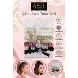 4’lü Set Fiyonk Detaylı Lastik Çocuk Toka Farklı Renk Seçenekli asel 86a