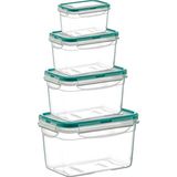 (4'lü Set) Fresh Box Toplam 700 ml - 1300 ml - 2400 ml - 4500 ml Hava Geçirmez & Sıvı Sızdırmaz Saklama Kabı Seti - Şeffaf