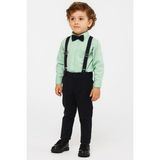 4'lü Set Gömlek & Pantolon & Papyon & Askılık Erkek Çocuk Takım - Lacıvert - Gri - 3 Yaş