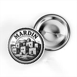 (4'Lü Set) İğneli Çanta Rozeti - Mardin Türkiye Şehri Serisi - 44 Mm